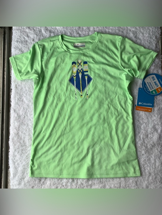 Columbia Other - Columbia Neon Green Kids Short Sleeve Tee‎ with Blue Paddle Graphic